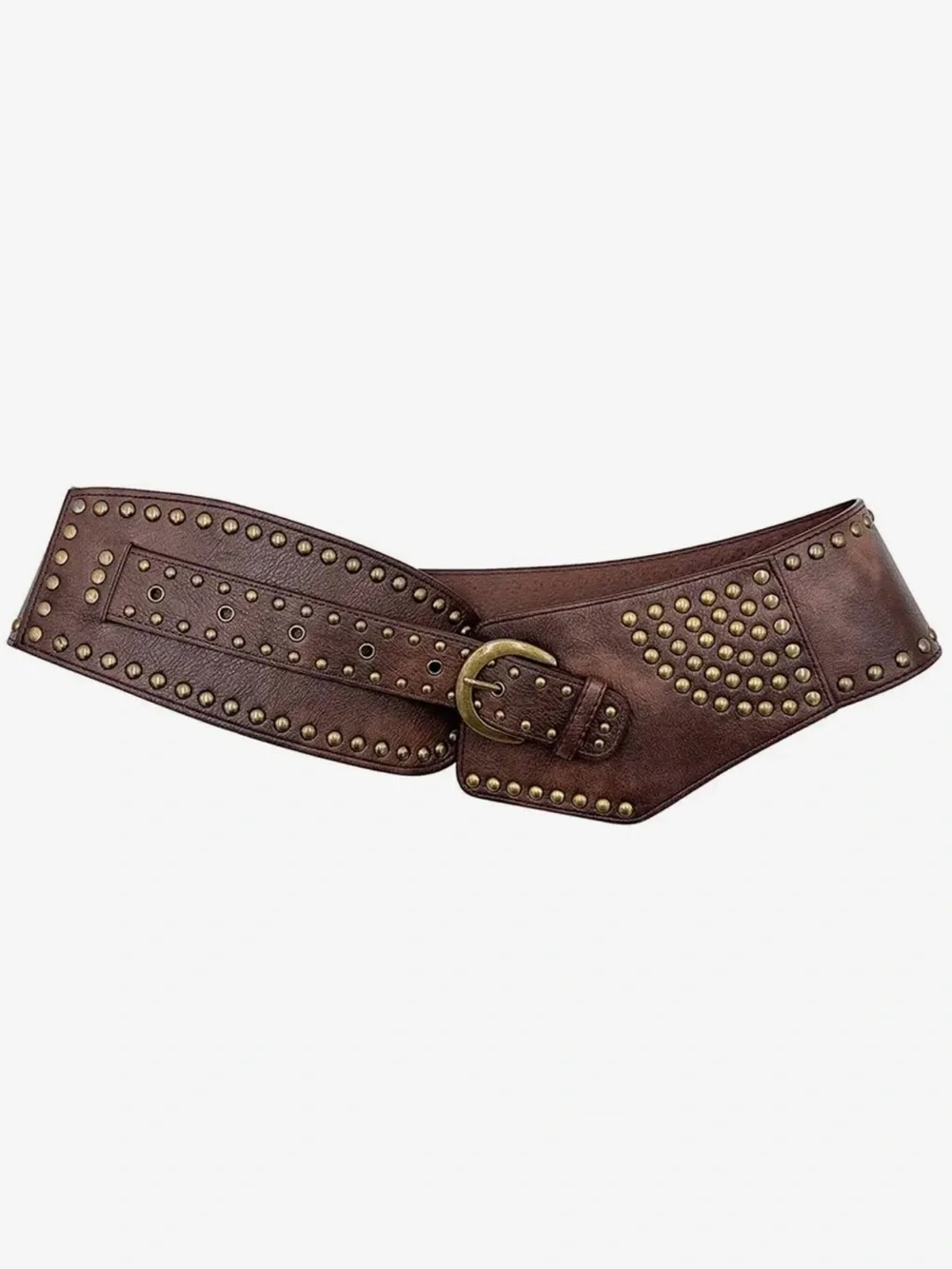 Brown Wide  Western Studded Belt